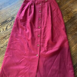 Elegant Wine Button-Down A-Line Skirt